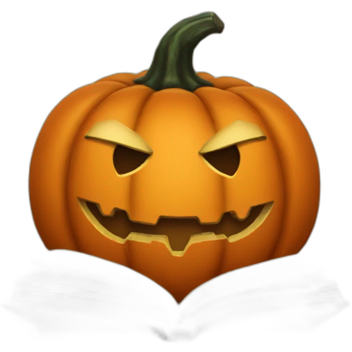 A halloween pumpkin reading a book emoji