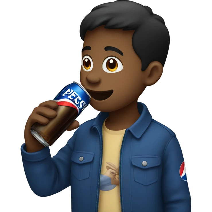 Boy drinking a Pepsi black  emoji
