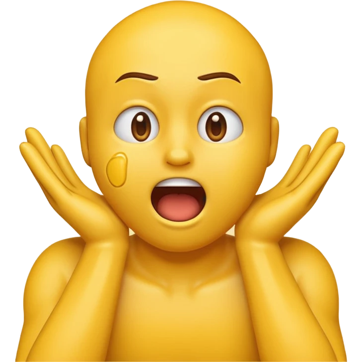 yellow emoji hands choking itself, tight around the neck aggressively  emoji