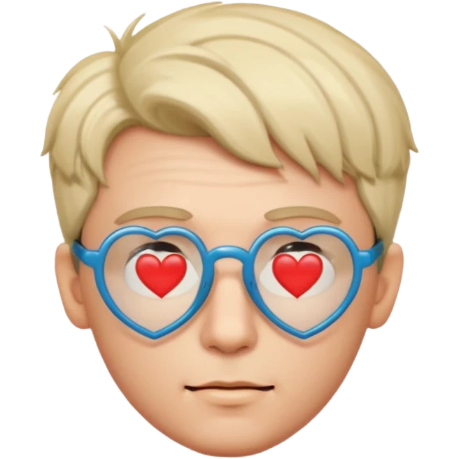 a romance novelist, romantic, dizzy, male, with a heart-shaped glasses emoji