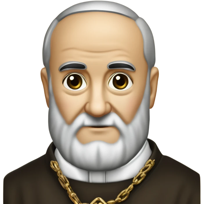 Saint Padre Pio avec un chapelet levant les deux mains visibles vers le haut et montrant ses stigmates paumes ouvertes, visage de padre Pio et chapelet à la main  emoji