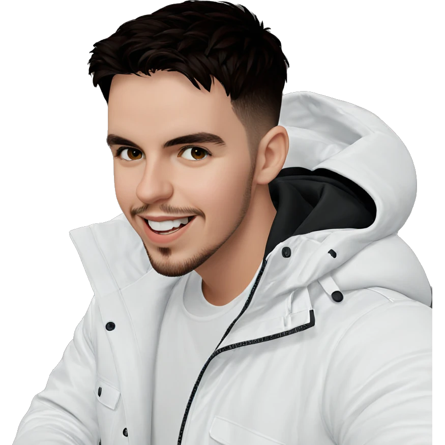 smiling boy in white jacket emoji