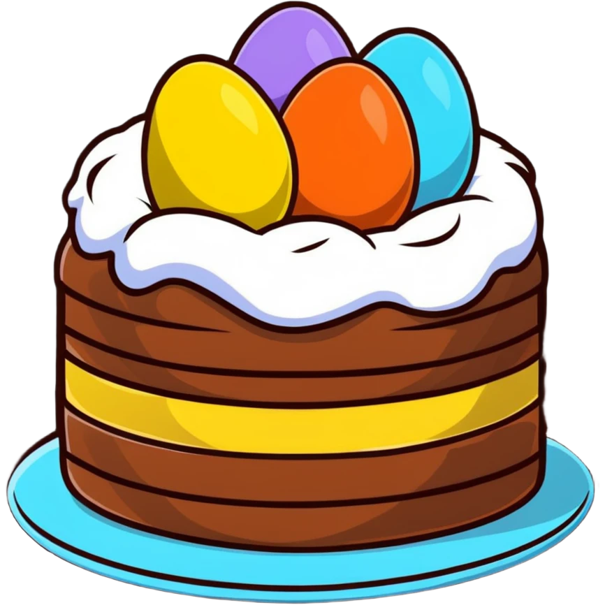 Traditional mona de pascua cake with chocolate eggs emoji