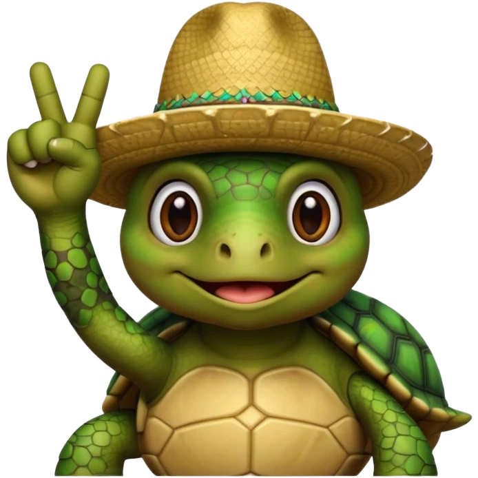 Turtle wearing a sombrero with middle finger up emoji
