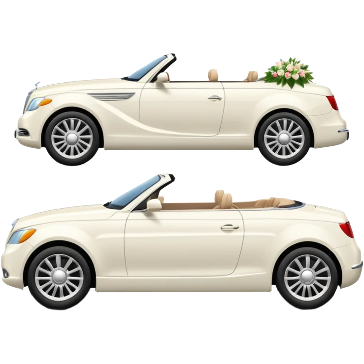 Luxury convertible car with wedding decorations, in profile emoji