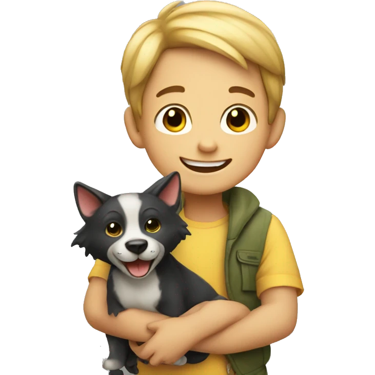 smiling boy with animal friend emoji