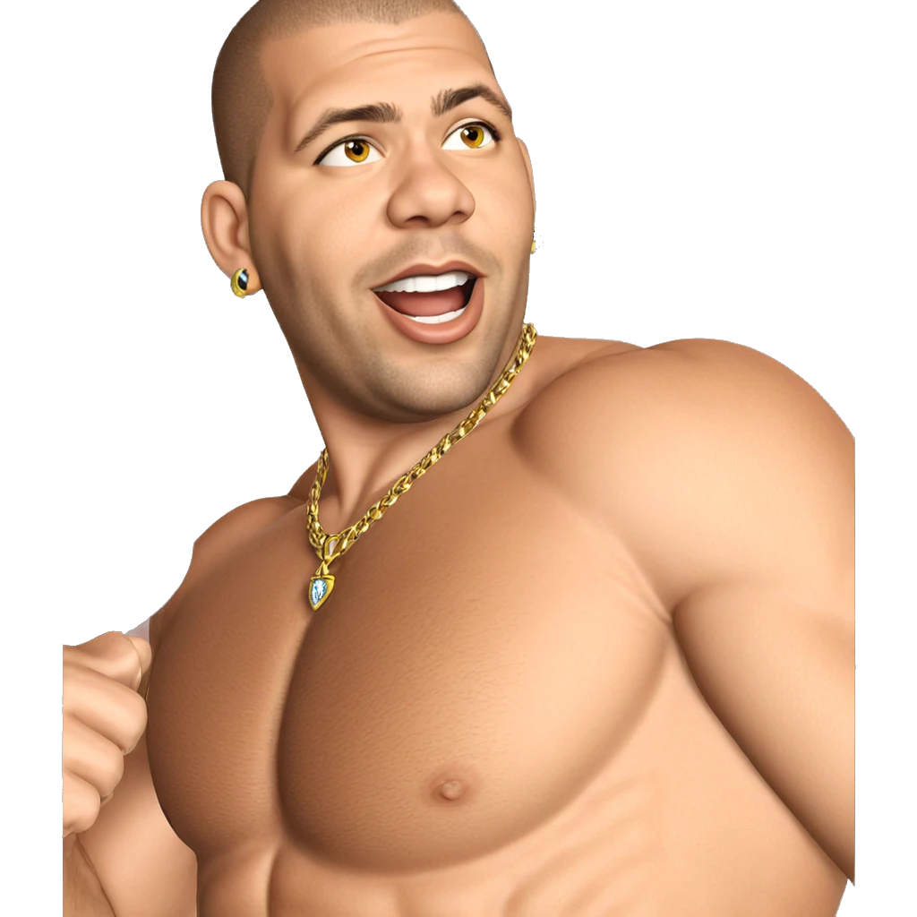 muscular male with jewelry emoji