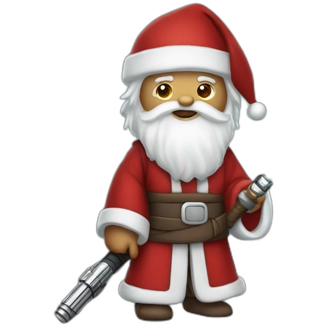 Jedi Santa Claus holding a lightsaber emoji