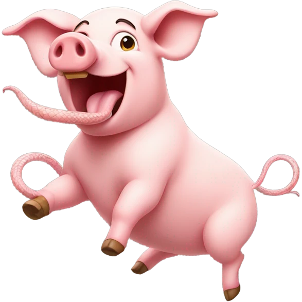 A pig with a snake tail flying emoji