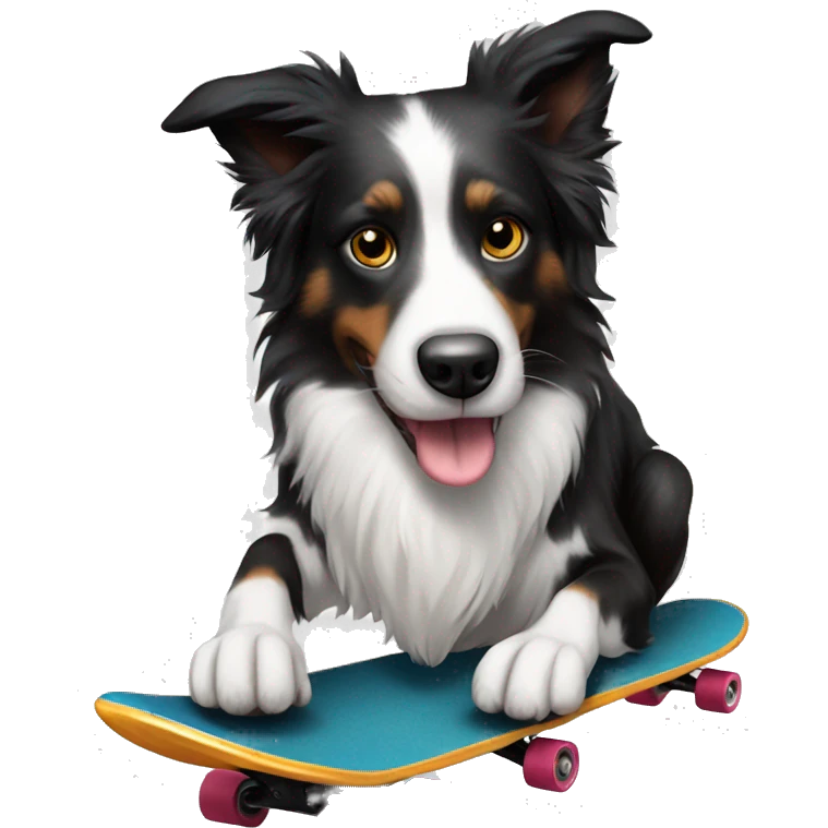 Border collie dog on skateboard  emoji