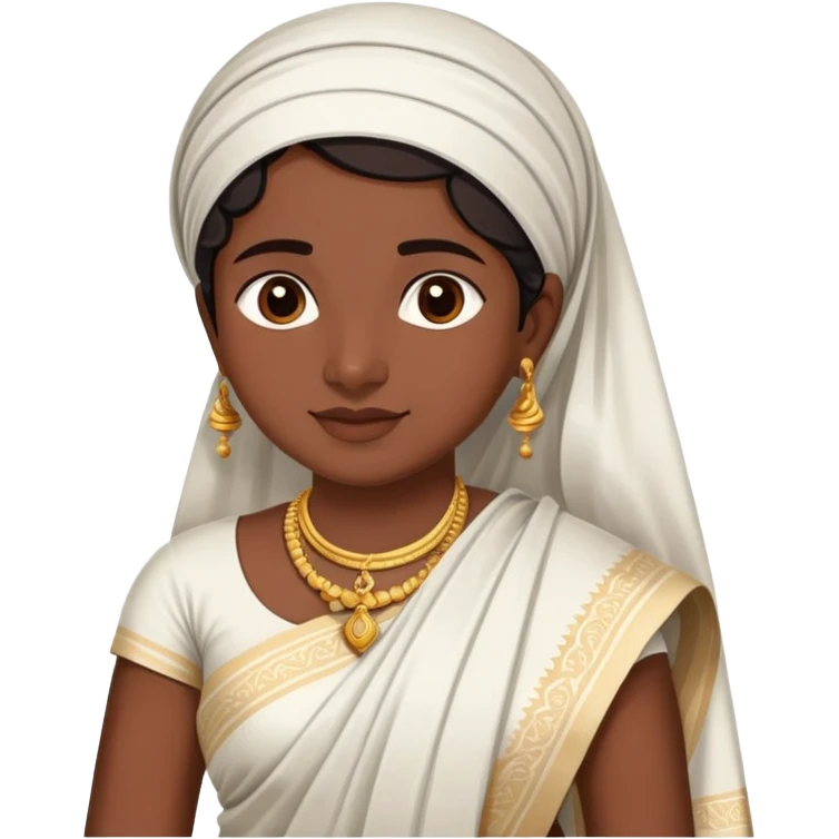 Malayali person in traditional Kerala attire with mundu and kasavu saree emoji
