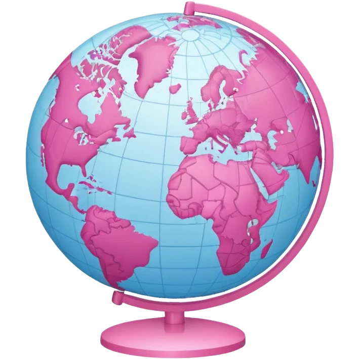 pink and light pink world globe with digital network connections emoji