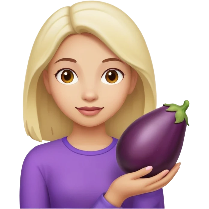 Girl with eggplant emoji