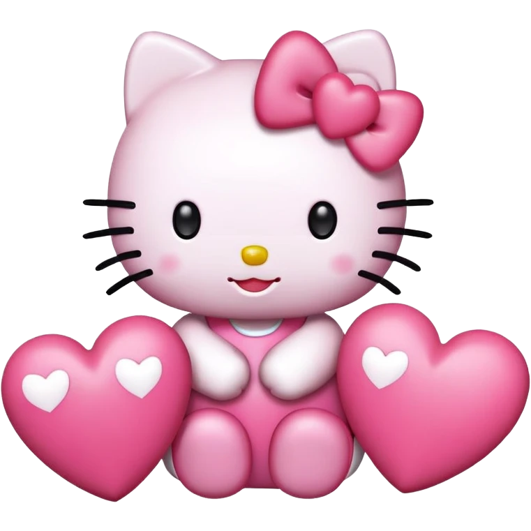 Hello kitty with hearts emoji