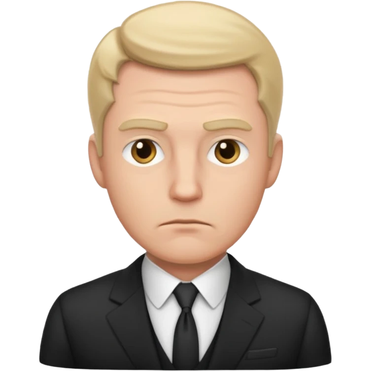 white man in formal suit in thought, in thought, raised eyebrow emoji