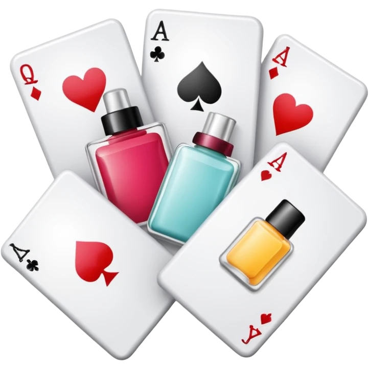 emoji of playing cards with illustrations of beauty products on them
 emoji