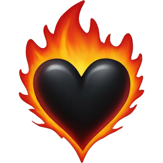 Black heart with red flames around it emoji