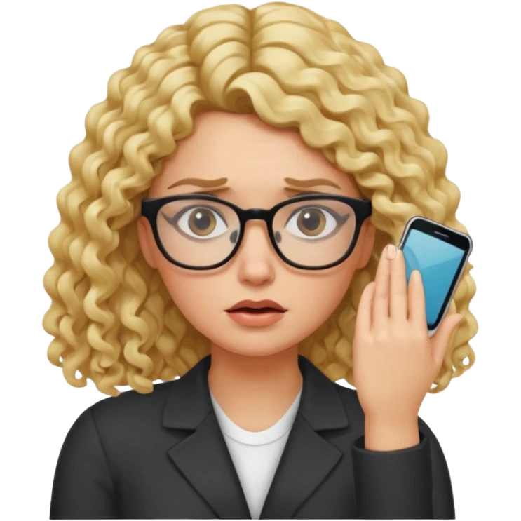 long curly blonde, square glasses, one hand face palm duh emoji