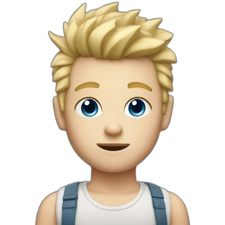 boy with blond, Buzzed Sides Spiked Hair, blue eyes in memoji style, just the face emoji