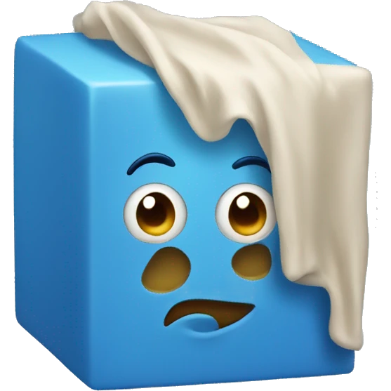 A blue cube with face emoji