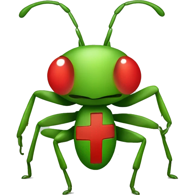Green ant with a red cross on his back emoji