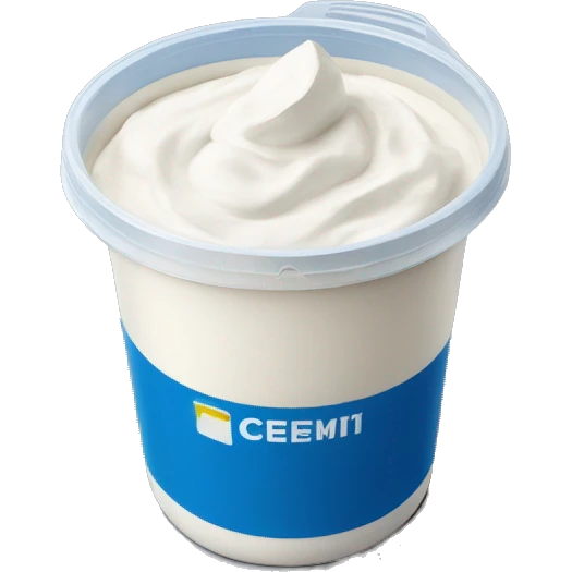 sour cream in a plastic container with a very plain blue label emoji