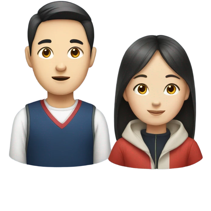 Korean girl and norwegian boy emoji
