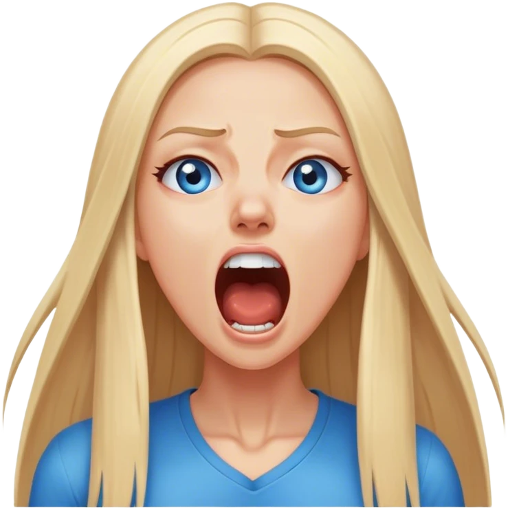 beautiful white girl with long straight blonde hair blue eyes screaming yelling in pain eyes closed emoji