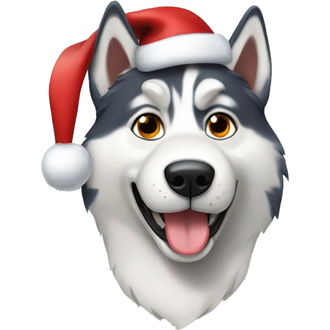 Husky wearing santa hat emoji