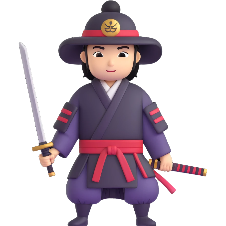 samurai sword and hat emoji