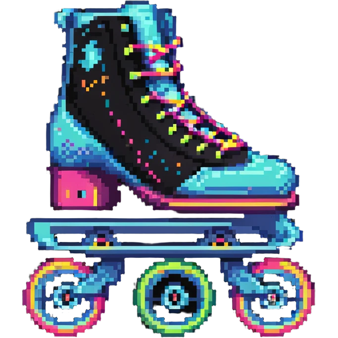 roller skate with neon accents, 1980s theme emoji