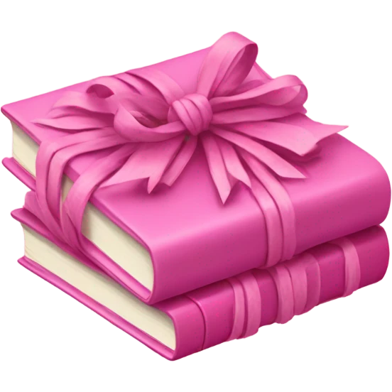 Pink Books stacked up and tied together by a pink bow emoji