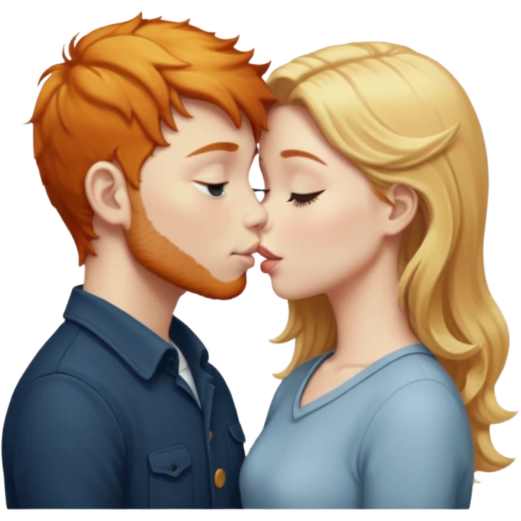 ginger boy and blonde girl both white and kissing emoji