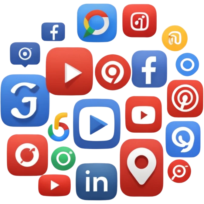Make a image of Google app logo in the middle while other apps like Youtube, Netflix, TikTok, Instragram, And Facebook is circling it. Don't add date or time please emoji