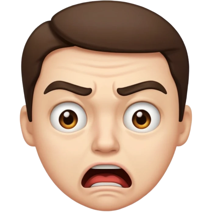 
A disgusted face, with one eyebrow raised and the mouth open emoji