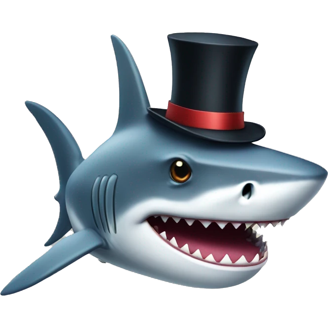 Shark with a top hat emoji
