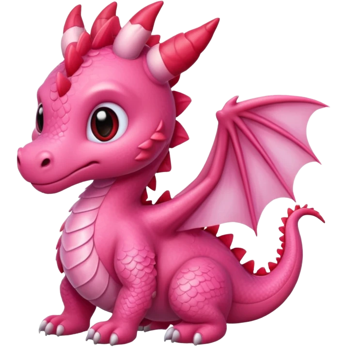 Lovely cute sweet romantic adorable pink dragon with red heart markings emoji