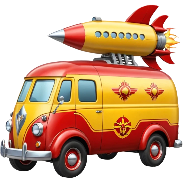 Heroic SuperBug hot rod Ron’s exterminator superminator antique rocket-powered tall robot Chevy delivery van (motto: bug out rocket Bombing creepy bugs is fun) emoji