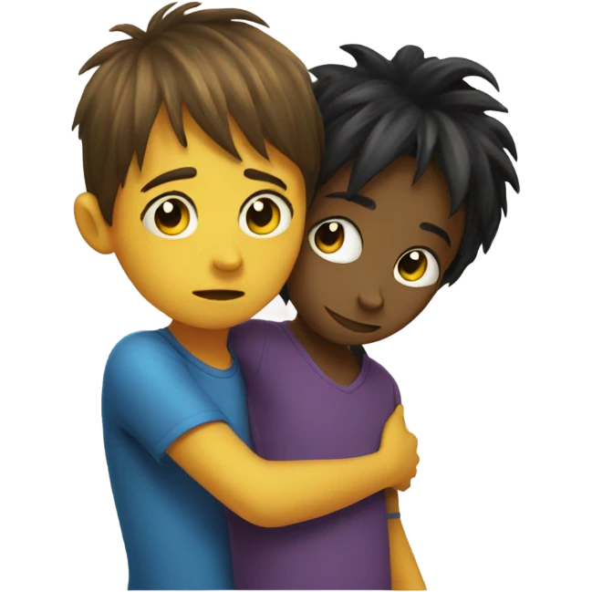 Girl monster, hugging little boy emoji