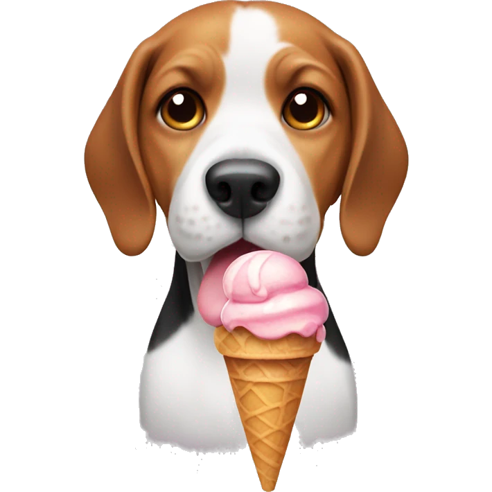 Dog Beagle with ice cream emoji