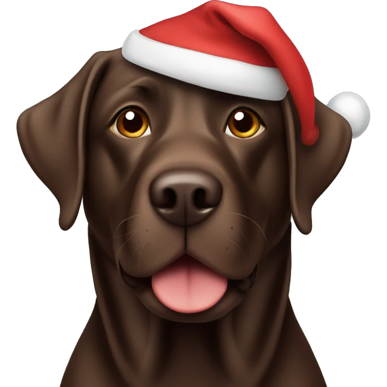 Chocolate Lab wearing a Santa hat emoji