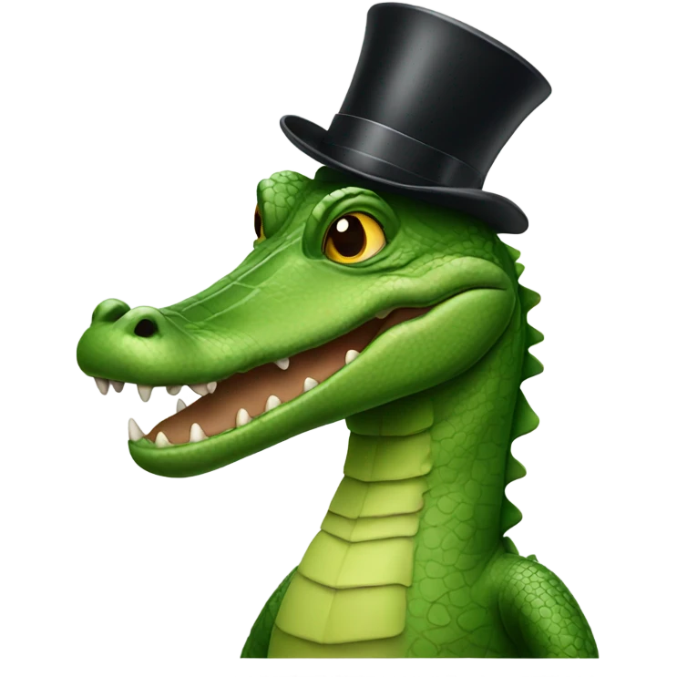 Alligator wearing a top hat emoji