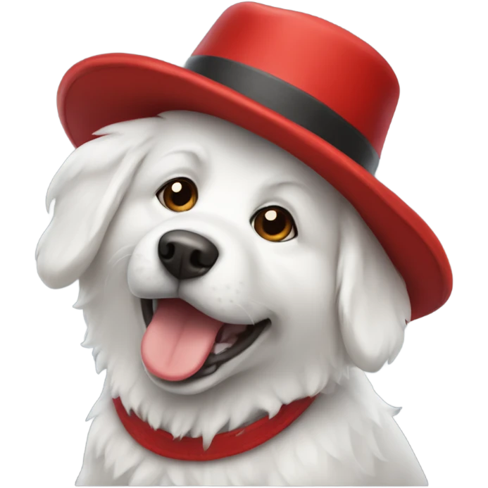 White pídele Dog with red hat  emoji
