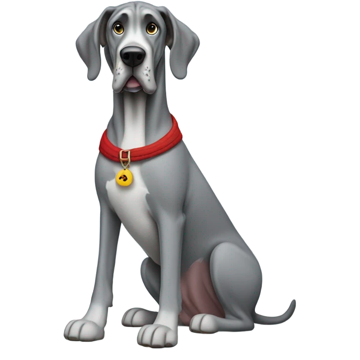 Grey great dane with human winter coat emoji