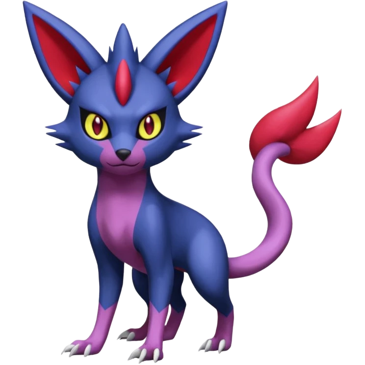 Sneasel-Weavile-Zangoose-Genesect-Umbreon-fusion-hybrid, full body emoji