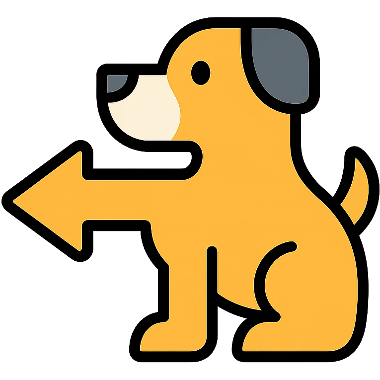 dog pointing left emoji
