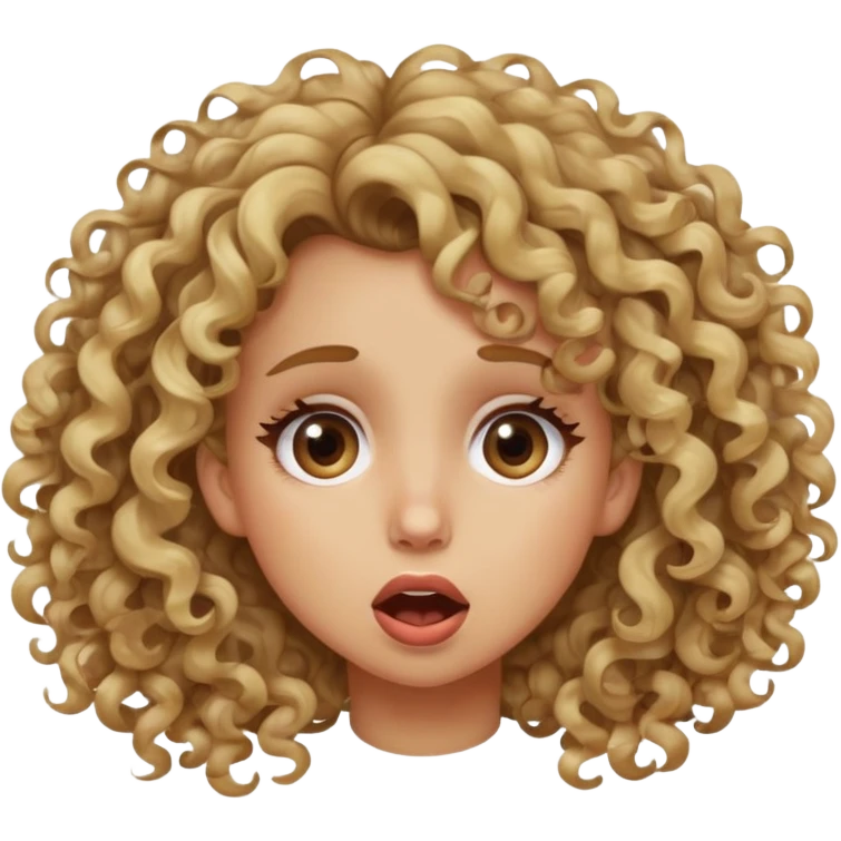 Girl with dirty blonde highlights on the end hair curly rolling her eyes all the way back with her mouth open emoji