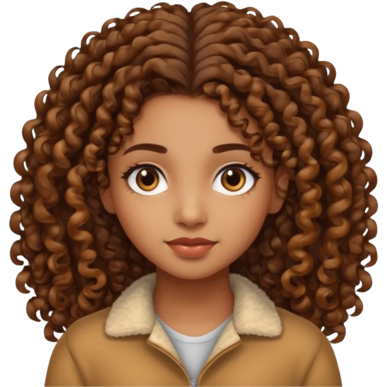 Half up half down curly hairbrown girl emoji