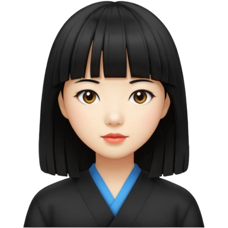 asian girl blunt fringe shoulder length hair emoji