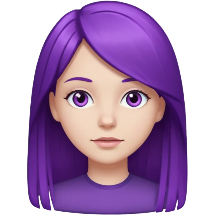 chica blanca pelo morado  y liso  emoji